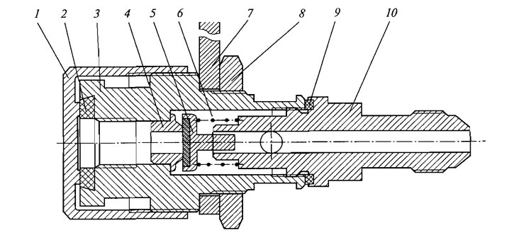Рис. 3.10. Выносное заправочное устройство: 1 - заглушка; 2 - резиновая прокладка; 3 - корпус; 4 -…