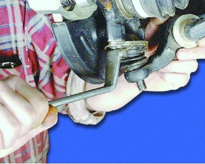 4. If there is no puller, do not unscrew the nut completely. Press the lever with a crowbar and…