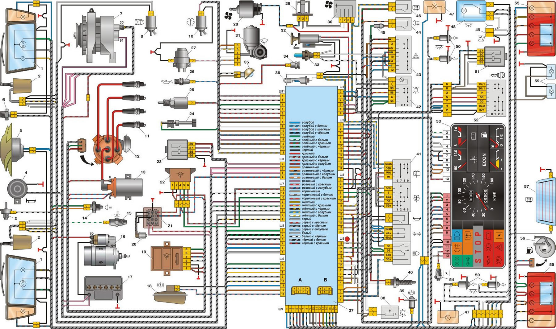 Schema electrică a mașinii VAZ-21099