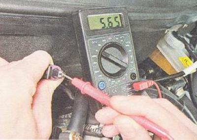 4. Turn on the ignition on the car and connect the positive probe of the voltmeter to terminal A of…