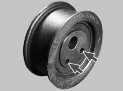 7. Install the new tension roller in the reverse order of removal. The holes for the special key…