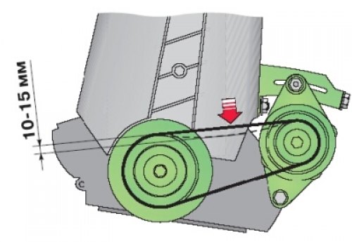 The alternator drive belt should deflect by 10-15 mm with a force of 100 N (10 kgf) applied in the…
