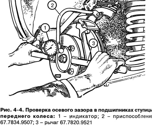 Attach the 67.7834.9507 tool with the indicator (Fig. 4-4) to the steering knuckle so that the…