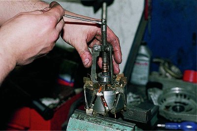 …we knock the rotor with the bearing out of the rear cover.